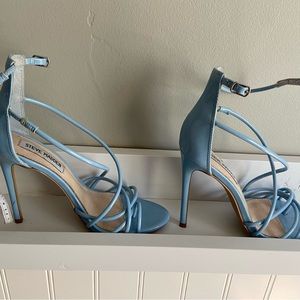 Baby blue Steve Madden heels with strap. Size 6.5